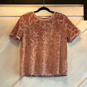 A New Day Crushed Velvet Pink Shirt Sleeved Top Size L